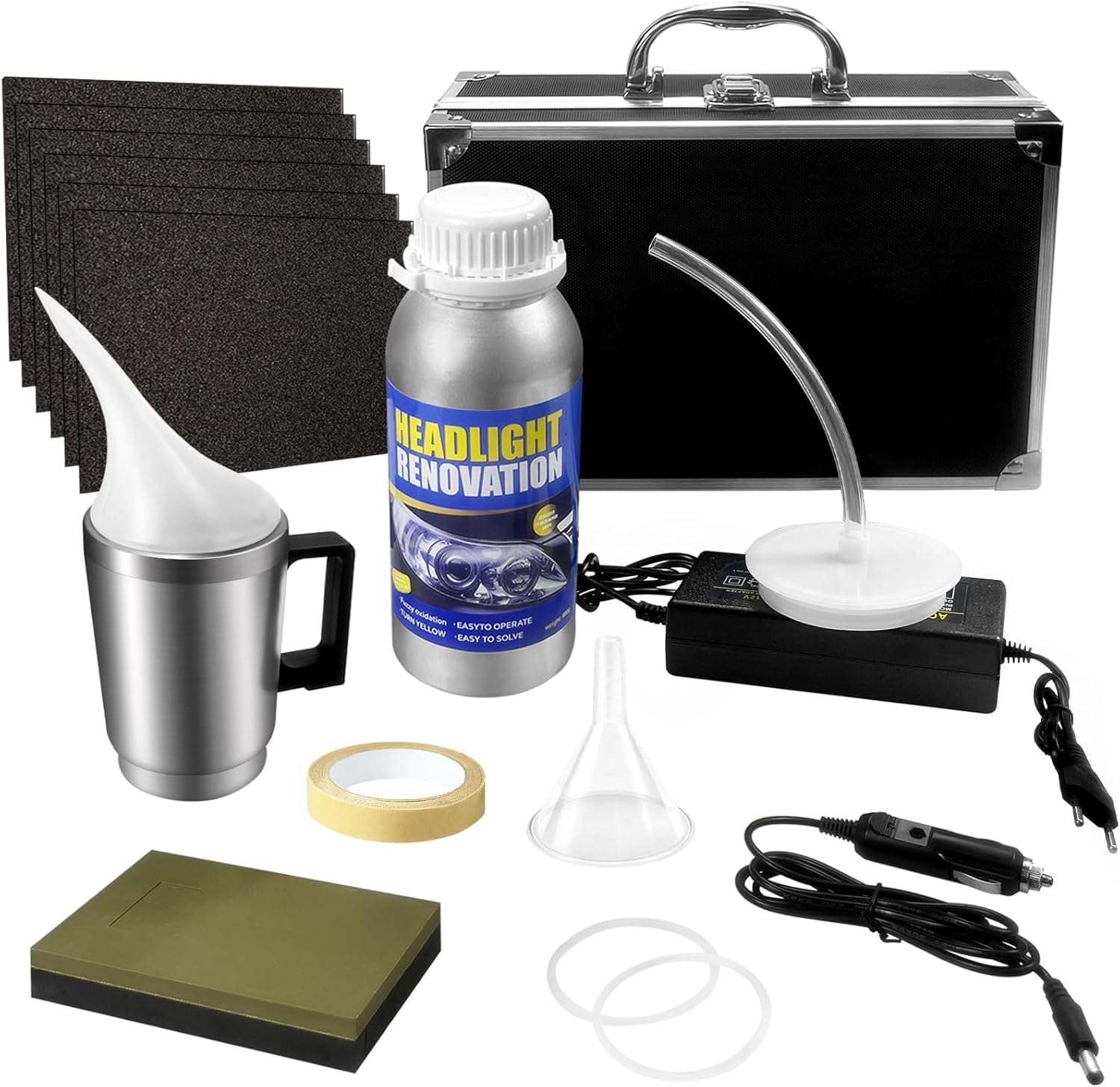 Scheinwerfer Aufbereitungsset,Scheinwerfer-Reparatur-Set Scheinwerfer Polierset,Scheinwerfer Politur Reparaturwerkzeug,Zerstäubungsbecher Scheinwerfer Bedampfen Set für Vergilbung/Kratzer