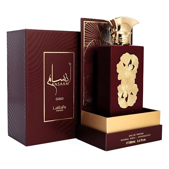 Lattafa Pride Ansaam Gold Fruity, Floral, Sweet, Musky Eau de Parfum Spray Long-Lasting Fragrance for Unisex, 3.4 Ounce / 100 ml
