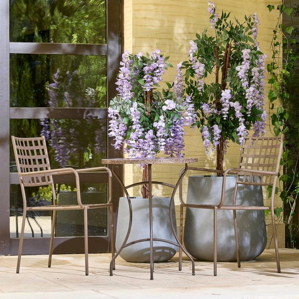 LOLAhome Pack 2 Silla de jardín Cartago Marrón Oxido | Estilo Hierro Forjado | Contract, Resistentes y Duraderas | Apilable y con Brazos | 56x61x90 cm | para Exterior, jardín, terraza | Cartago
