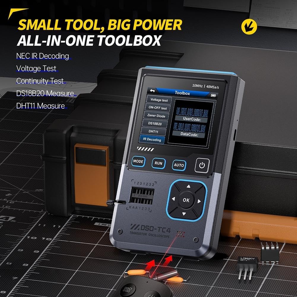 DSO-TC4 3-en-1 Osciloscopio Digital 10MHz 48Ms/s Probador Componente con Generador de Señal