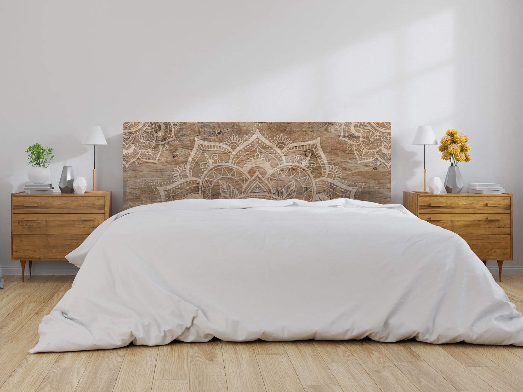 Oedim Cabecero Cama PVC Imitación Madera Mandala_H132 Varias Medidas | Disponible en Varias Medidas | Cabecero Ligero, Elegante, Resistente y Económico (Madera Clara Mandala_H132, 135x60cm)