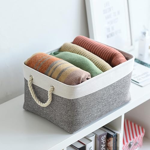 Miniatura 4 de Cestas de almacenamiento grandes para estantes, cestas de tela para organizar, contenedores de almacenamiento plegables para armario, guardería,