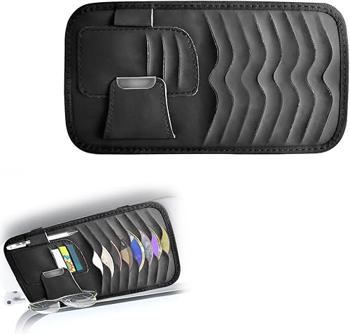 Soporte universal de cuero para visera de automóvil organizador de visera de automóvil accesorios interiores de automóvil negro