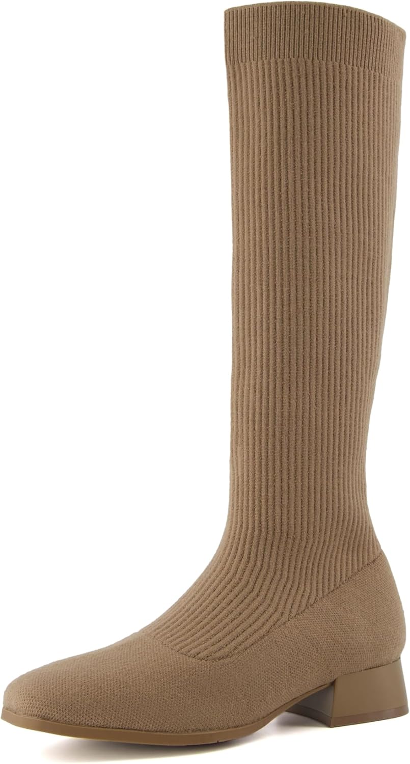 CUSHIONAIRE Rialto Women’s Knee-High Stretch Boot – Slip-On Tall Shaft Boot with Memory Foam & Low Block Heel
