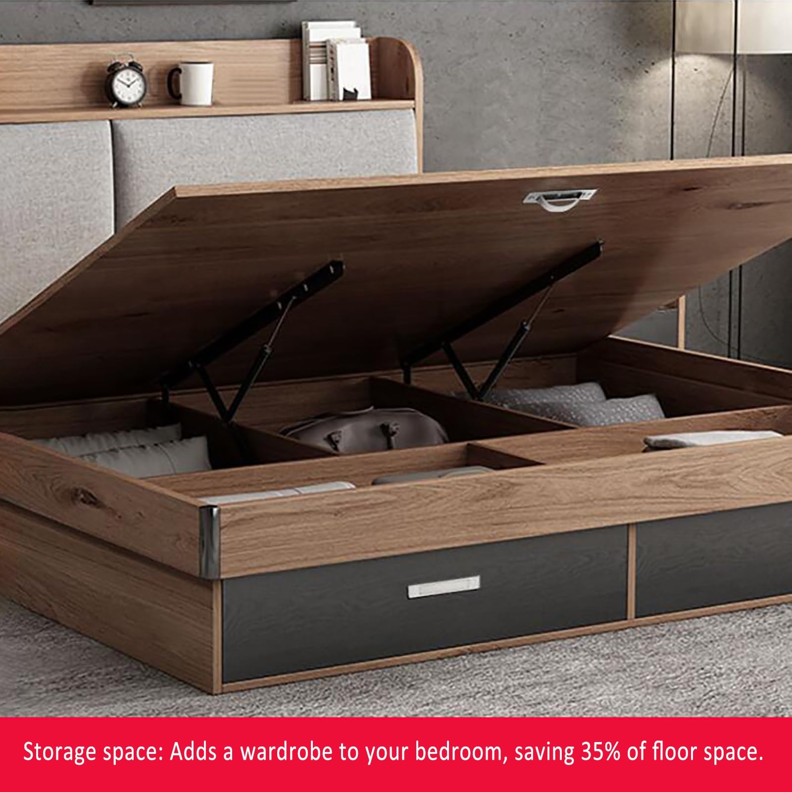 Mecanismo de Elevación de Cama Plegable, Puntal de Gas Resistente de 60/80/90/100/110/120/150 cm, Soporte de Tapa con Resorte de Gas de Seguridad, Varilla Hidráulica con Amortiguador(Blanco,60cm/23.6i