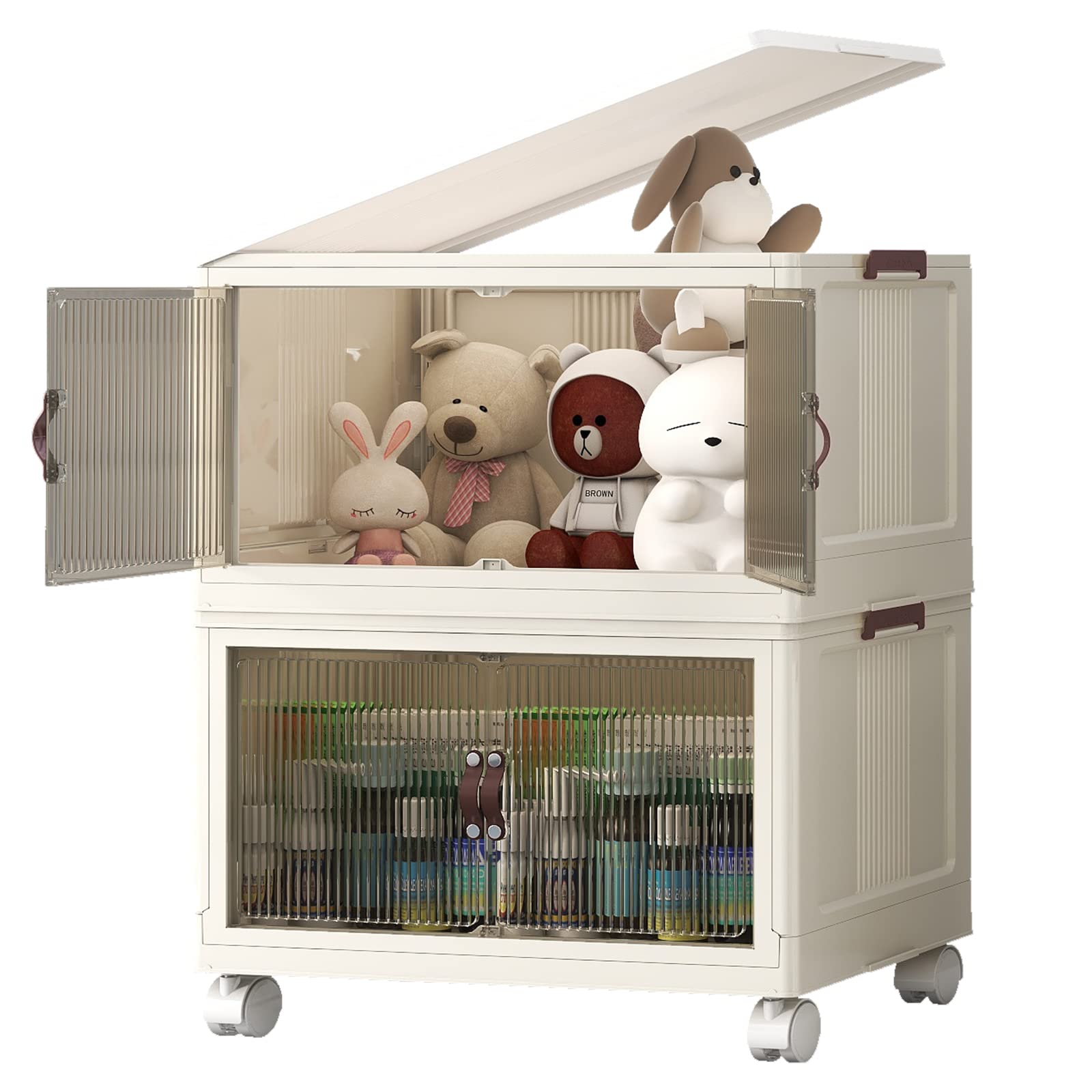 KHNR Storage Bins with Lids,48 Quart Collapsible Storage Bins,2 Pack