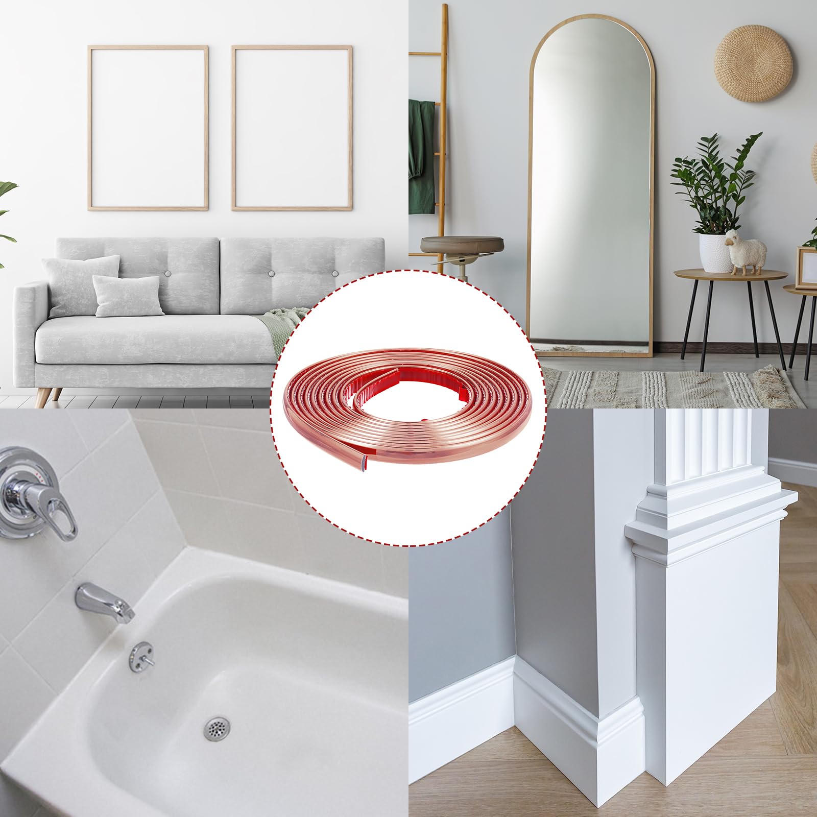 Molduras De Pared Autoadhesivas - 12 M X 0.64 Cm, PVC Flexible Negro, Para Espejos, Ventanas Y Azulejos