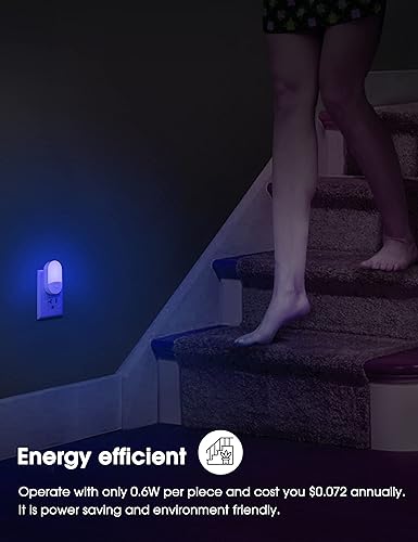 Miniatura 5 de LOHAS - Luz nocturna azul, luces nocturnas enchufables a la pared, luz nocturna LED de 0.6 W, sensor de atardecer a amanecer, brillo ajustable de