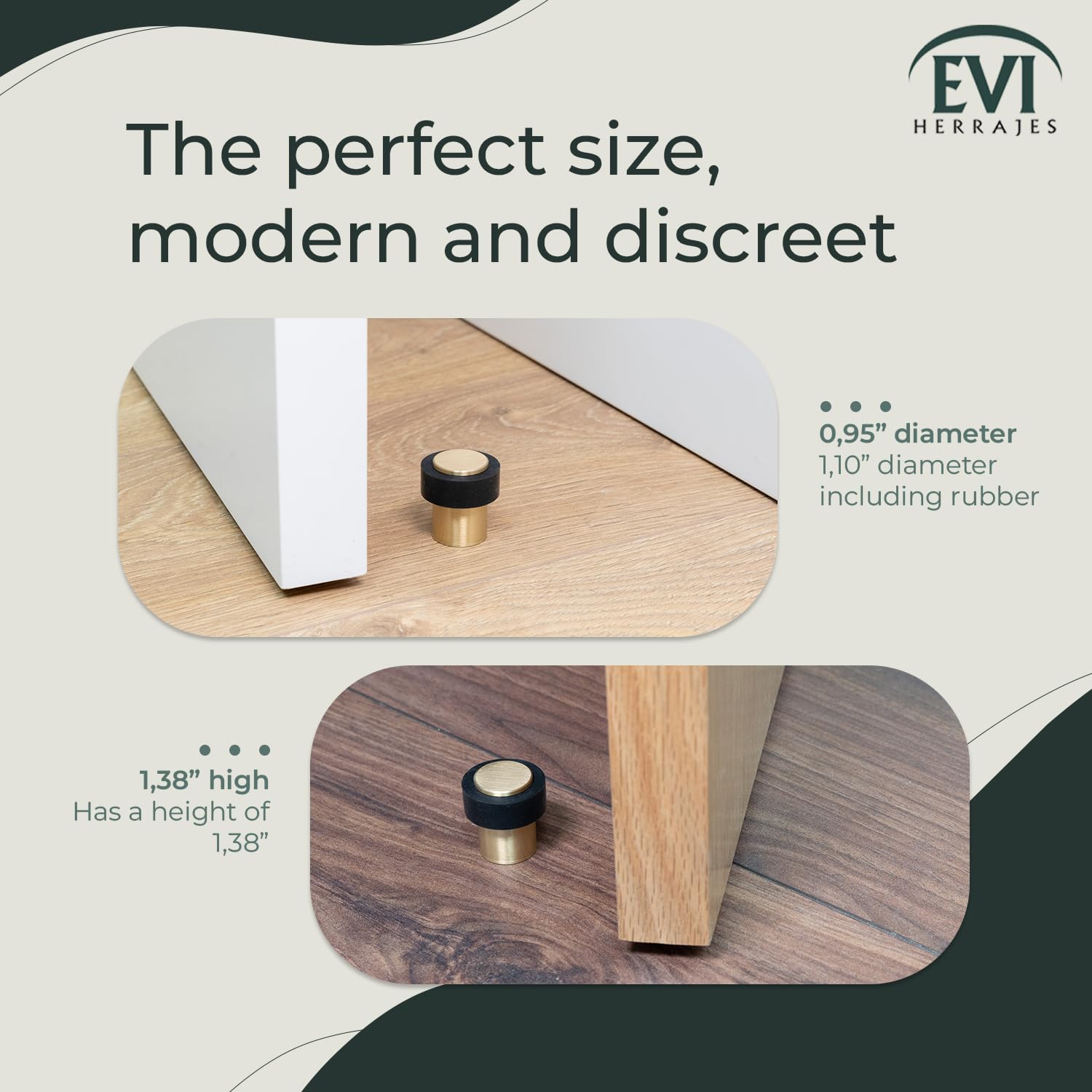 EVI Herrajes, Matte Brass - Black Rubber, 24mm x 35mm - Image 4