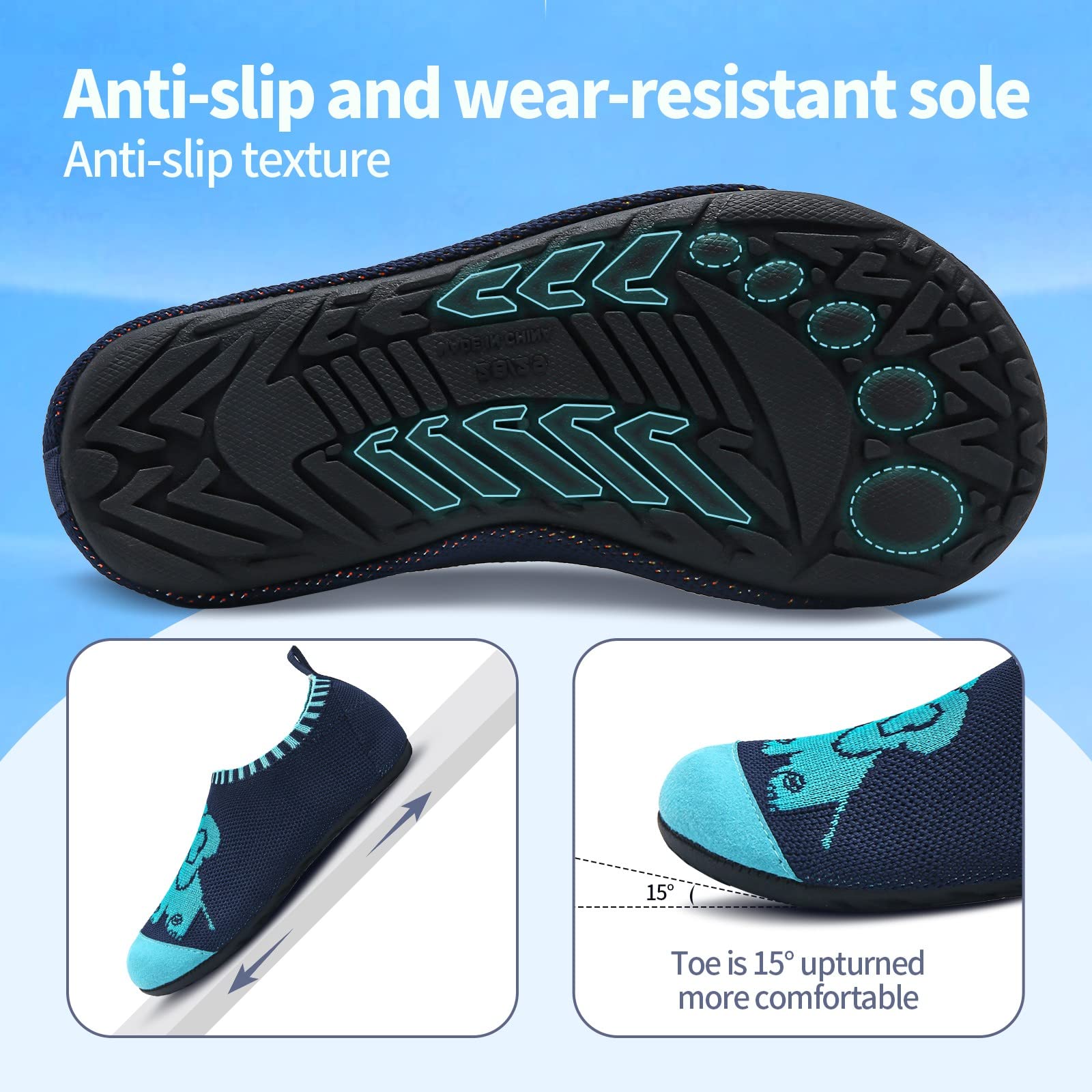 WateLves Pantofole per Bambini Unisex Scarpe a Magli Antiscivolo Ciabatte da Casa per danno la sensazione di camminare a piedi nudi Antiscivolo & Leggero