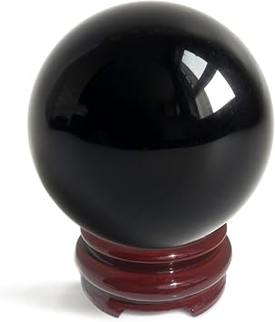 Mina Heal Large Obsidian Crystal Ball for Meditation, Scrying, and Feng Shui Black Sphere for Healing and Decor