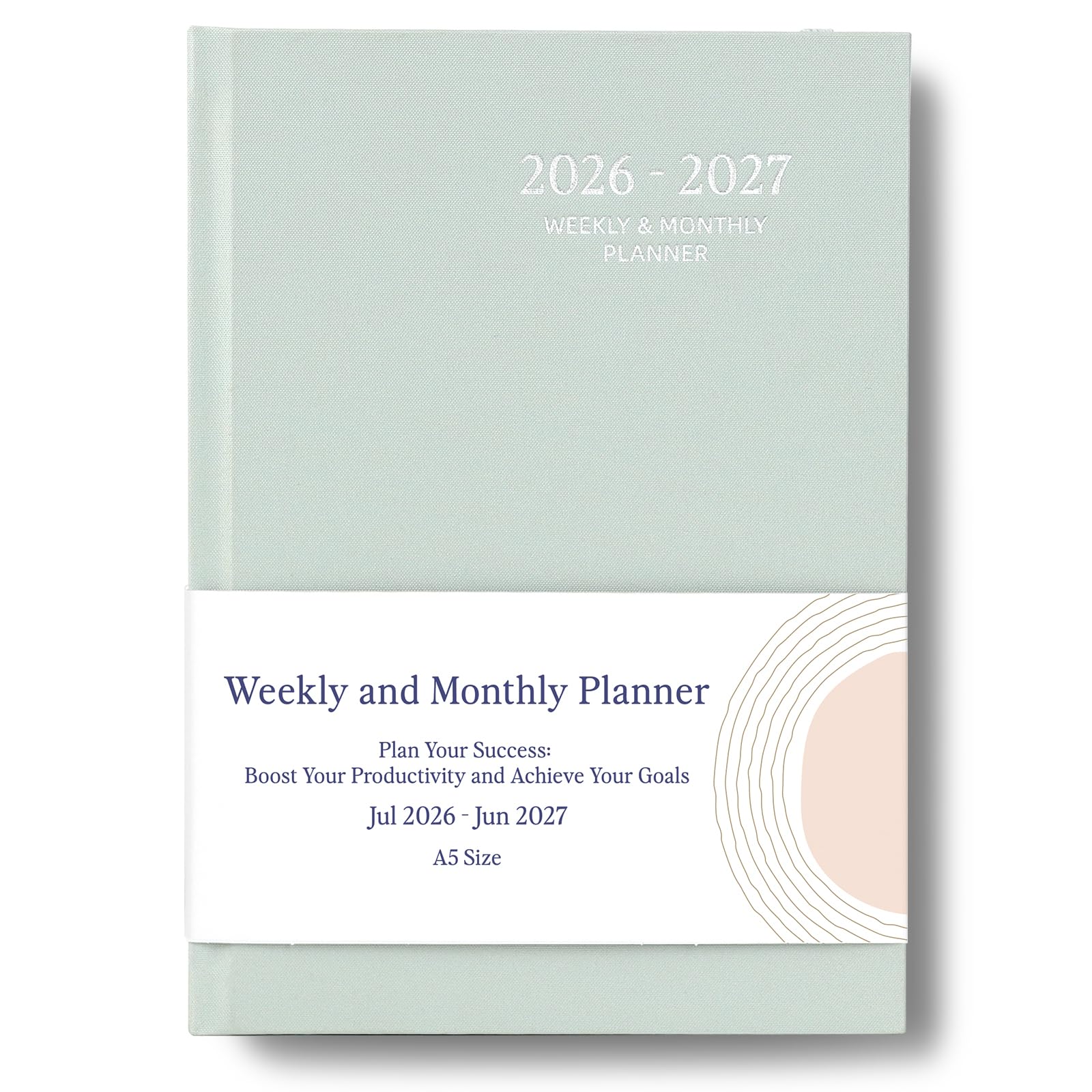 Planer 2026-2027 - Wochen- und Monatsplaner, Juli 2026 - Juni 2027, Leinen Hardcover, 2026-2027 Kalender Planer Buch mit Registerkarten, ästhetisch, perfekt für Büro Zuhause Schulbedarf (Grün, A5