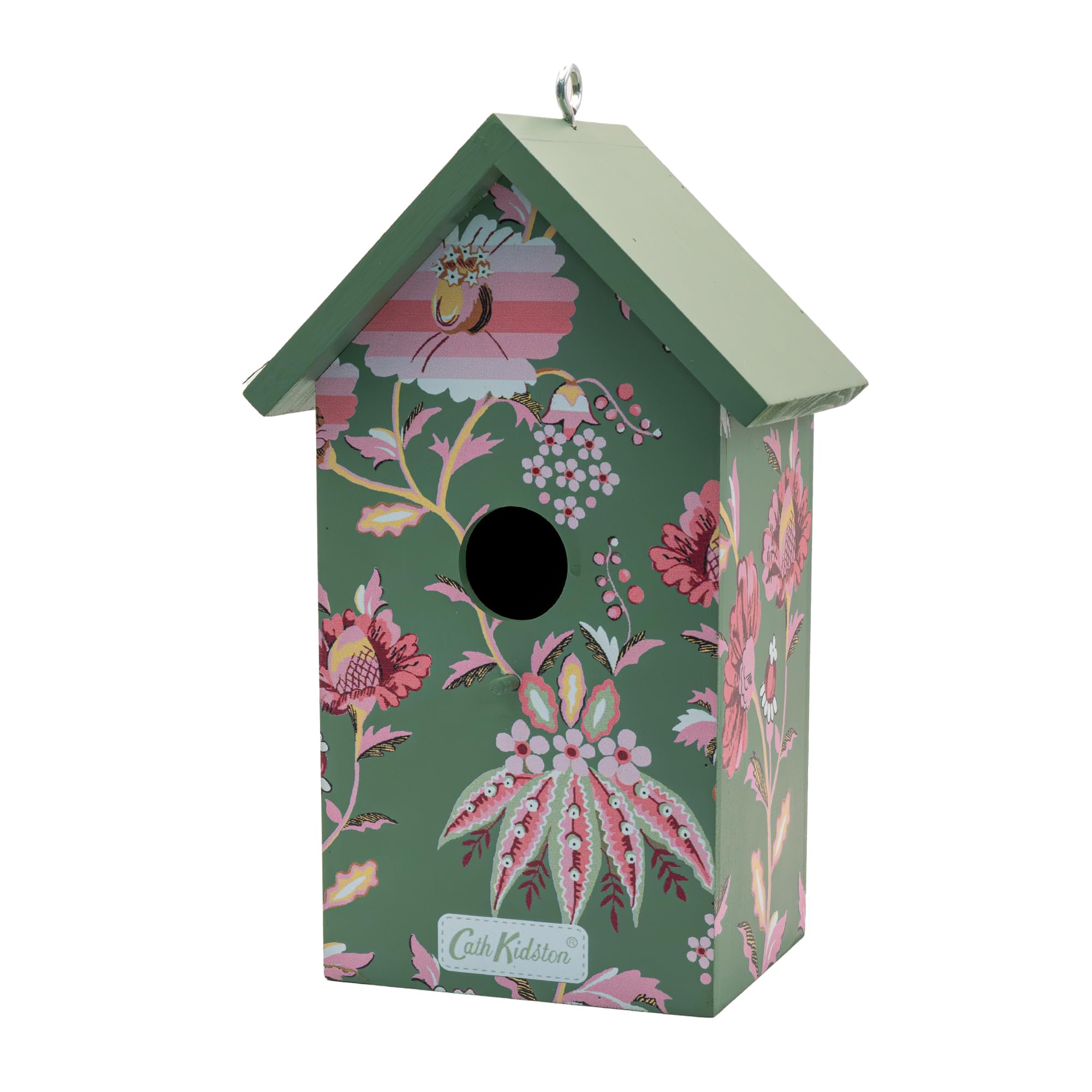 Cath Kidston Floral Wooden Bird House, Wall Mounted Outdoor Birdhouse Nesting Box for Garden & Patio, Decorative & Weather-Resistant – 11 x 9 x 22.5cm
