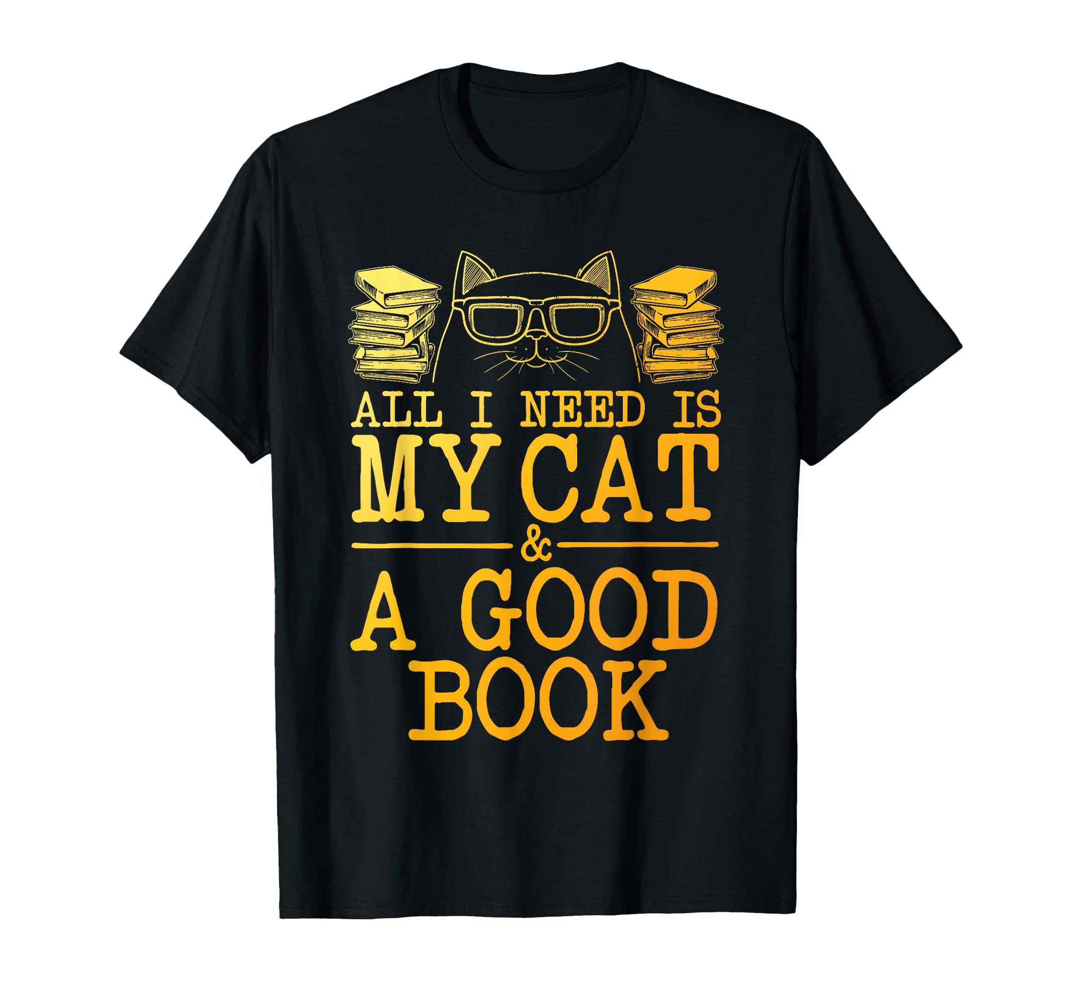 Cat & Book Art For Men Women Cat Librarian Novel Book Lover T-Shirt