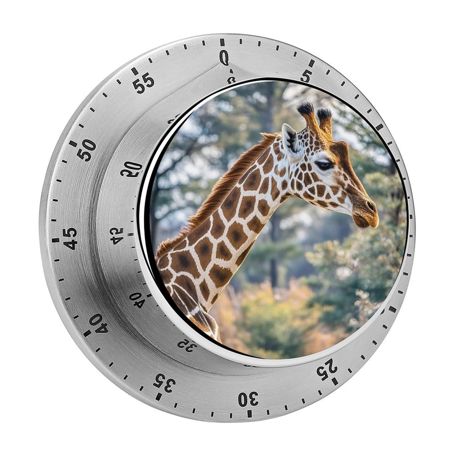 Giraffe High Neck Spot Timer with Loud Alarm Precision 60 Minute Wind Up Timer Portable Manual Countdown Timers Exquisite Stainless Magnetic Kitchen Timers for Cooking Chef Clock
