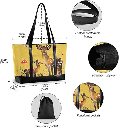 Miniatura 4 de Dibujos animados robusto Sika Deer moderno portátil monedero para mujeres 14 con cremallera maletín bolsas para profesor con maletín ejecutivo para