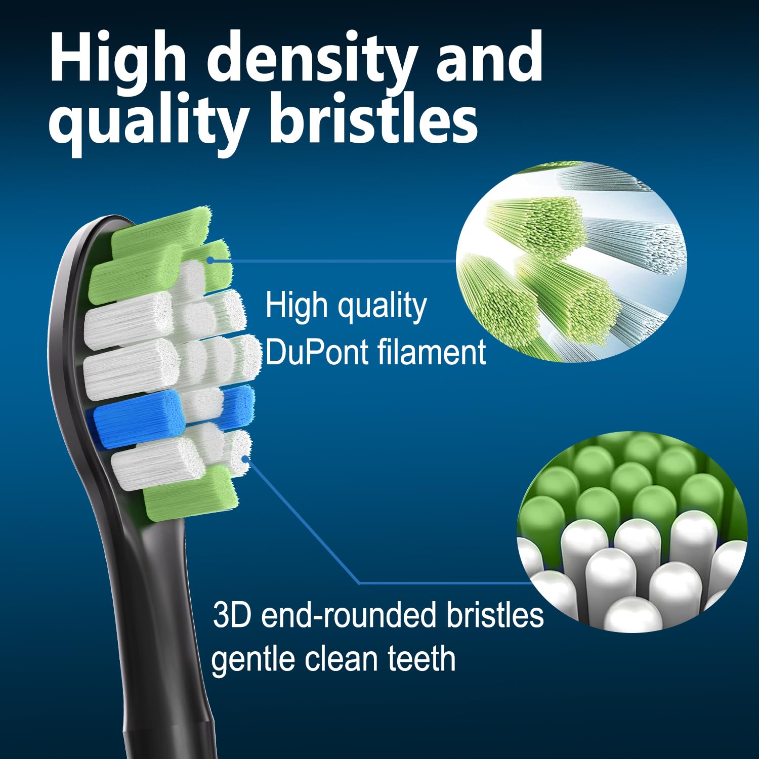 Cabezales de cepillo de repuesto compatibles con Philips Sonicare ProtectiveClean 6100, 5100, 4100, cepillo de dientes eléctrico W para Sonicare 6062/95, negro, 12 unidades