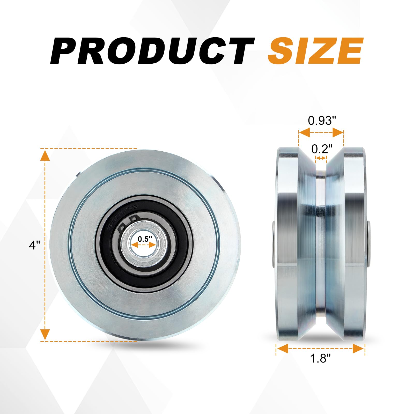 4" V Groove Gate Wheels, 3000LBS Solid Sliding V Groove Wheels — Amazon image 5