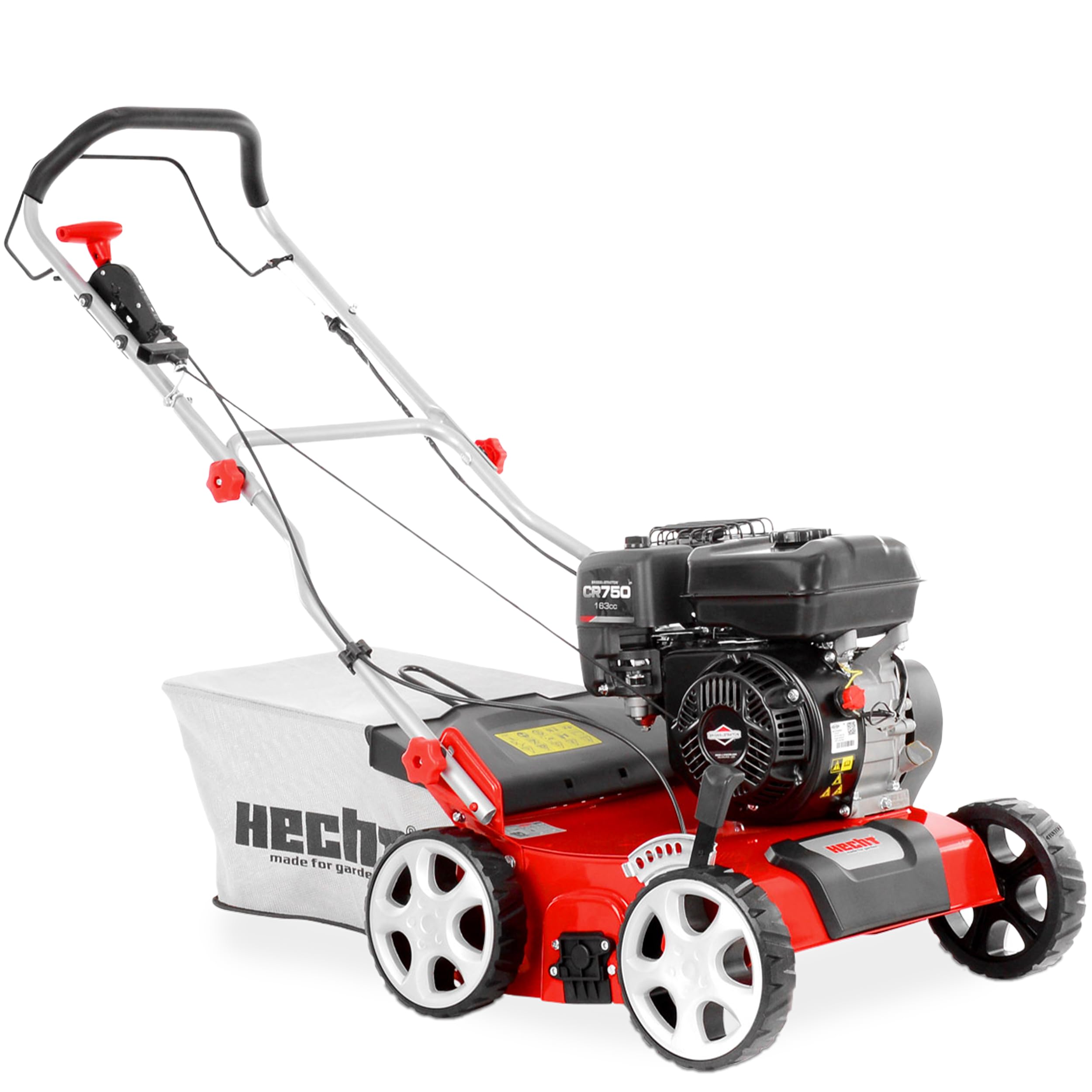 HECHT 2-IN-1 Benzin Vertikutierer/Lüfter für optimale Rasenpflege – 4,2 kW / 5,7 PS – 40 cm Arbeitsbreite – 45 l Fangkorb – mit 2 Walzen für effektives entfernen von Moos und Unkraut im Rasen
