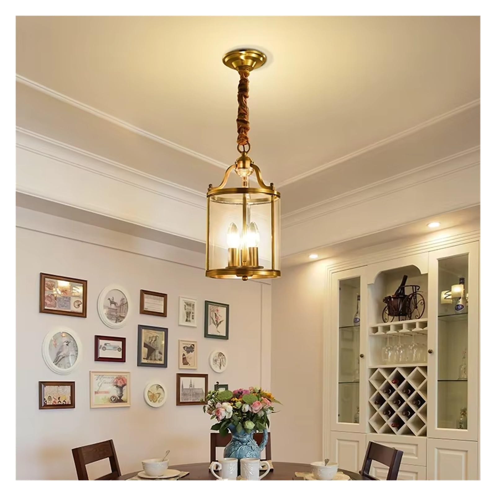 Olskfuh Warm White Modern Copper Chandelier European Style Glass Golden Luxury Indoor Pendant Light For Dining Room Living Room Hotel Aisle ?,