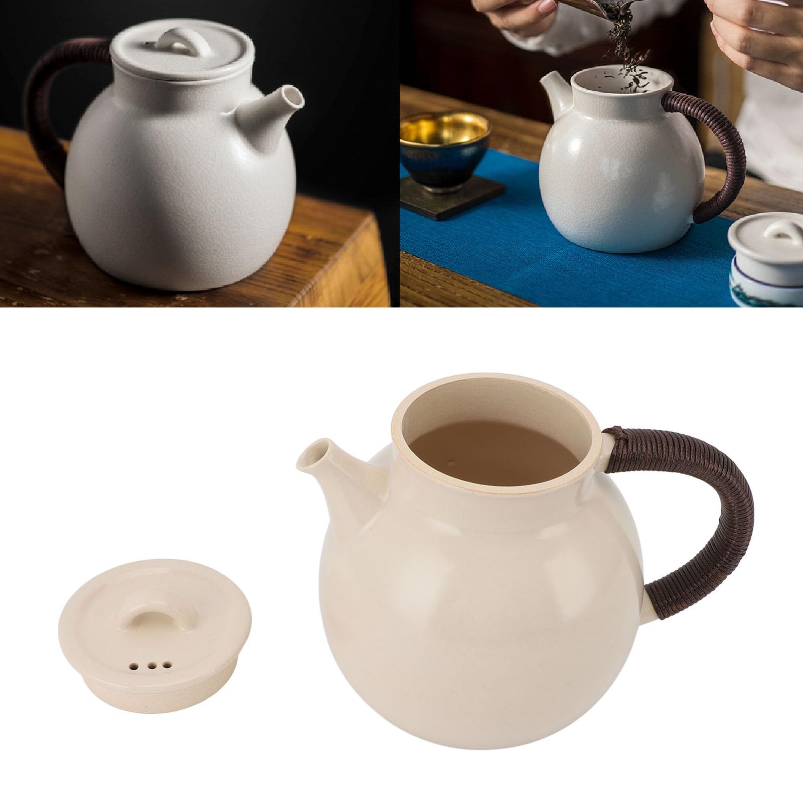 800 Ml Porcelanowy Dzbanek do Herbaty żaroodporny Ceramiczny Czajnik do Herbaty Uchwyt Zapobiegający Oparzeniom Czajniczek na płytę kuchenną z opływową wylewką Kuchenki Indukcyjnej Kuchenka
