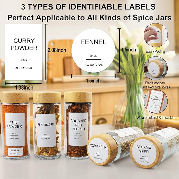 Crafted from premium, lead-free thickened glass, these spice jars offer clarity so you can easily identify your spices at a glance. The natural bamboo lids are not only aesthetically pleasing with a unique modern design but also provide an airtight seal to keep your spices fresh and dry. The waterproof labels are both stylish and practical, allowing for easy removal and replacement to adapt to your evolving spice collection. This multifunctional container set is designed to fit seamlessly in any spice rack, cabinet, or drawer, enhancing both functionality and style in your kitchen.