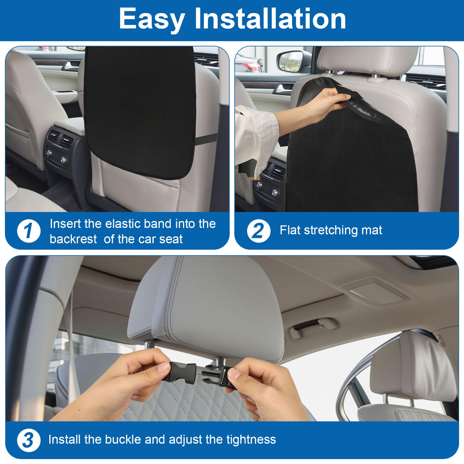 2 Piezas Protector Asiento Coche Respaldo Protector de Asiento de Coche Impermeable Protector Silla Coche Bebe Funda Asiento Coche Delantero Kick Mats Protección Fundas para Asientos de Coches y SUV