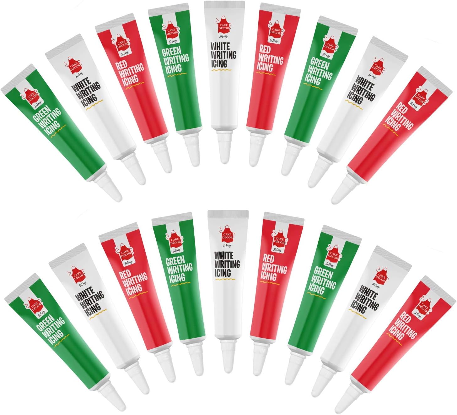 Cake Décor 19g Writing Icing Tubes | Christmas Pack of 18 | UK Made, Natural Ingredients & Ready to Use | 3D Icing Pens for Writing, Drawing & Personalising Cakes, Biscuits & Baking (Christmas)