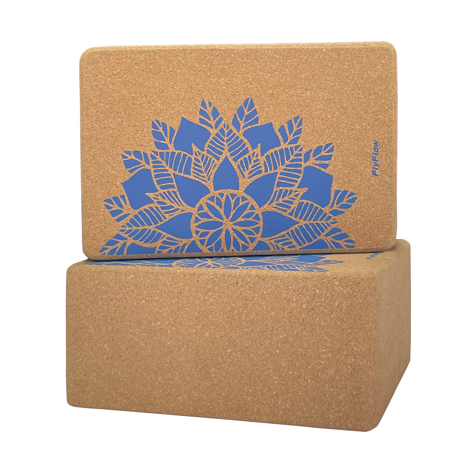 FlyFlow Kork-Yoga-Blöcke, 2 Stück, natürlich und umweltfreundlich, Übungsblock, 22,9 x 15,2 x 10,2 cm, für Yoga, Pilates und Gleichgewichtstraining