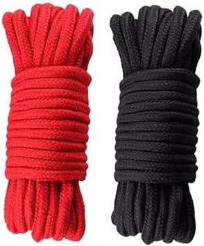 Soft Cotton Rope - Durable Natural Cotton Rope for DIY, Camping, Swing, Hanging Clothes & Home Decor, Black & Red, 0.5oz