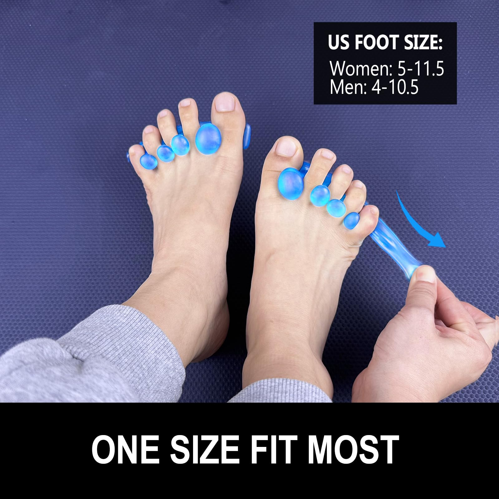 Separadores de dedos y estirador, espaciadores de dedos de gel, corrigen los juanetes y restauran los dedos de los pies a su forma original, para hombres y mujeres, paquete de 3 (1 par