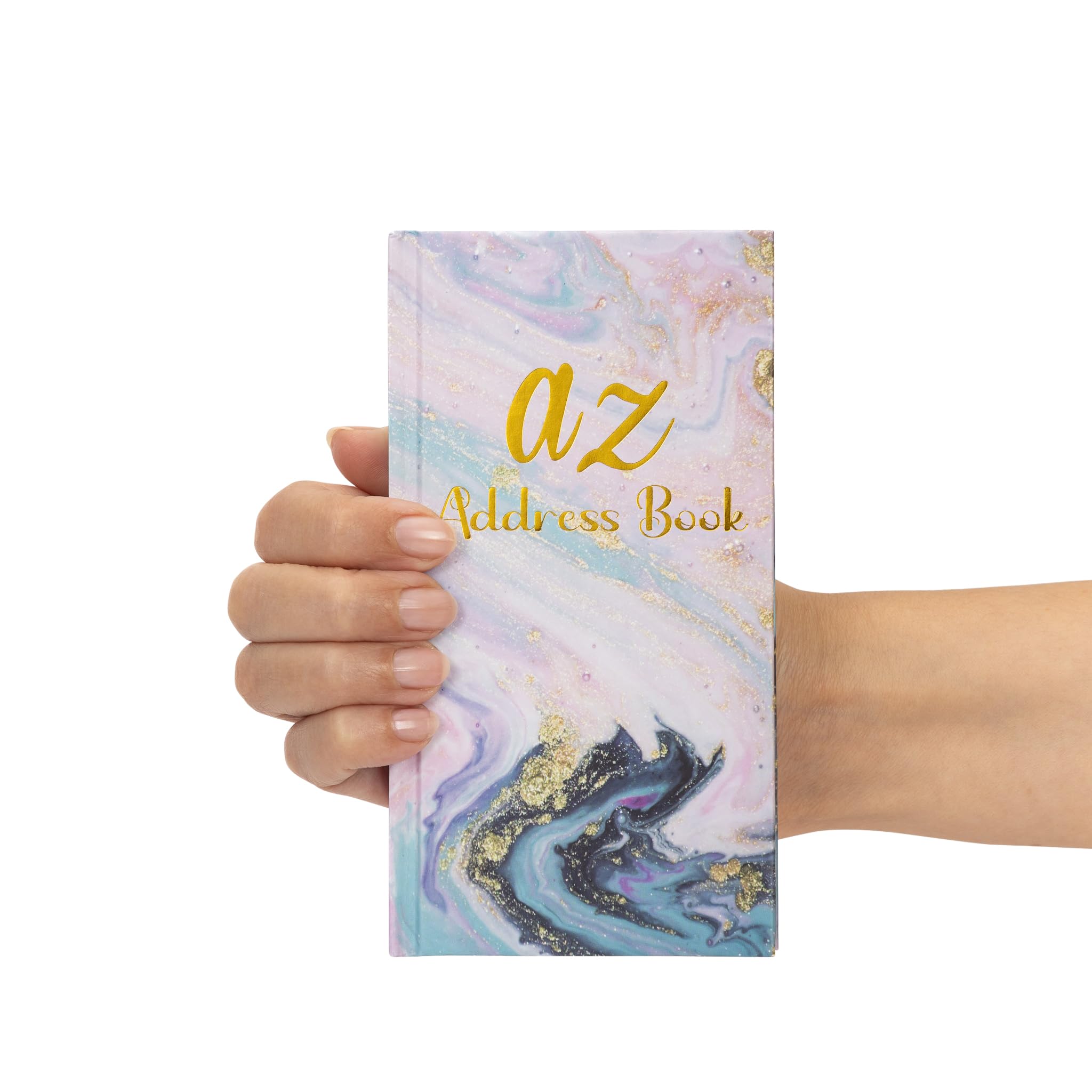 Telephone Address Book A-Z Index Hard Back Cover Slim, Purple Marble - Image 2