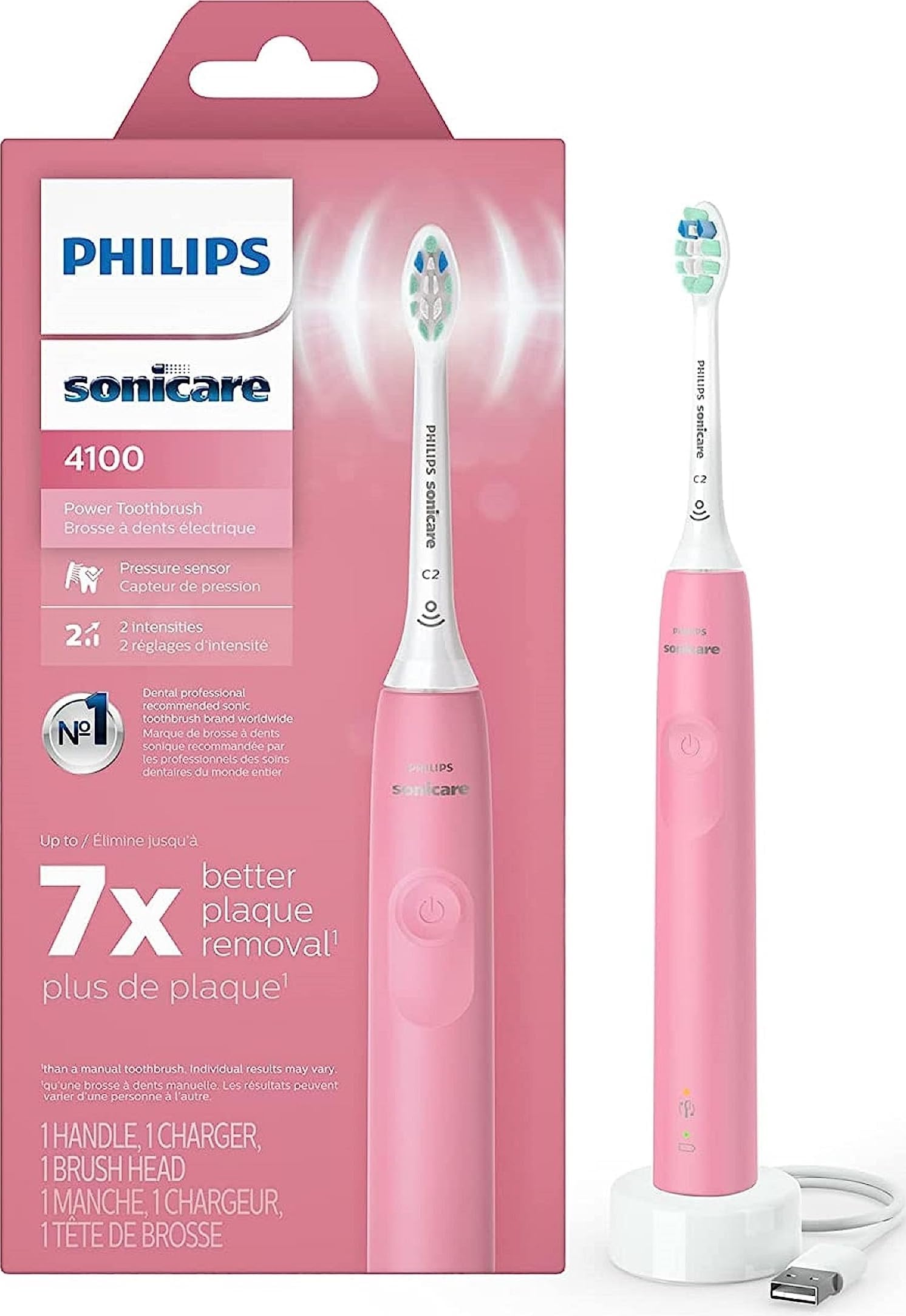 Philips Sonicare ProtectiveClean 4100 Rechargeable Electric Power Toothbrush, Pink, HX6815/01
