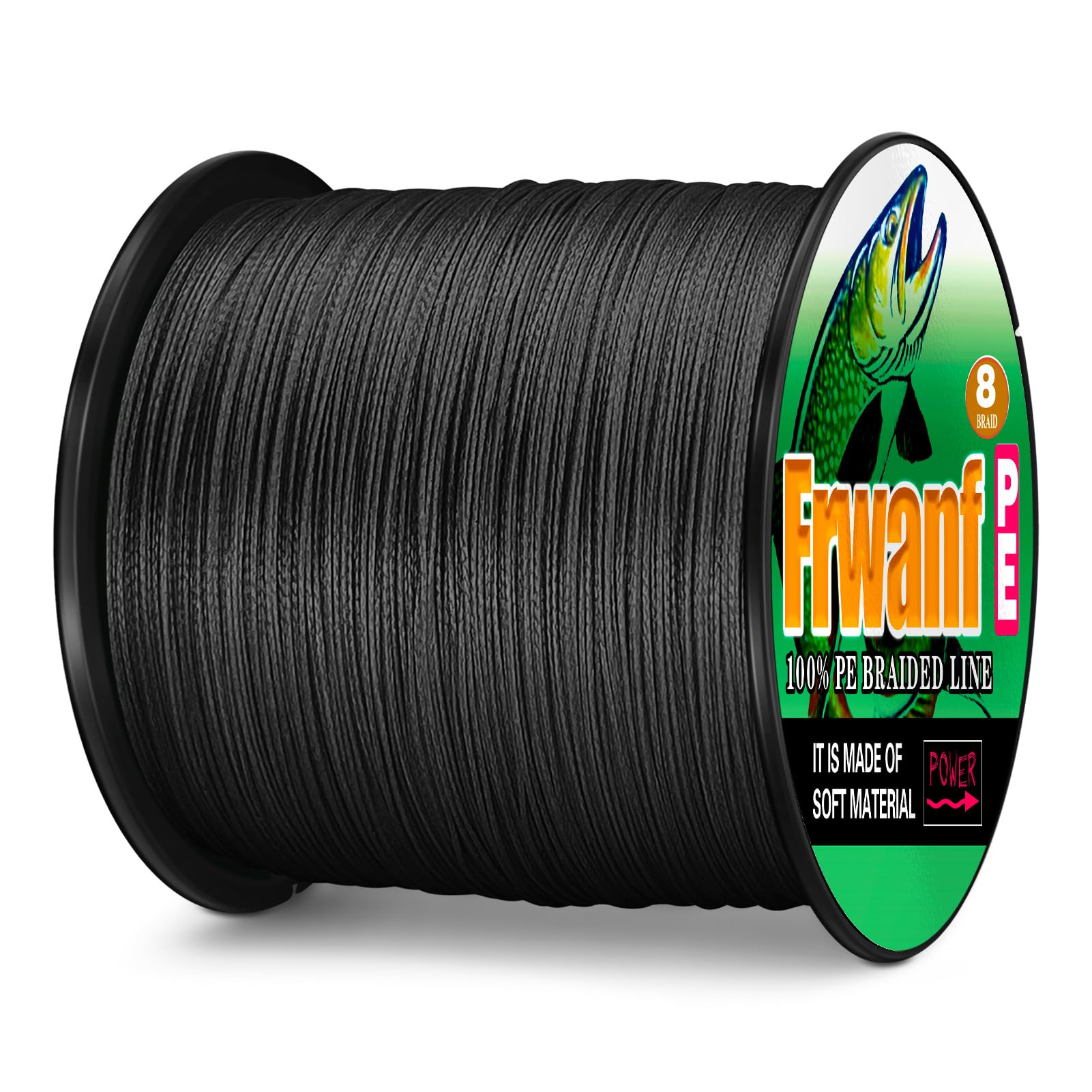Ligne de pêche tressée à 8 brins – Zéro étirement – Faible mémoire, ligne de pêche en fibre UHMWPE – 0,26 mm/13,6 kg/100 m – Pêche en mer, en lac, en rivière, en eau salée (noir)