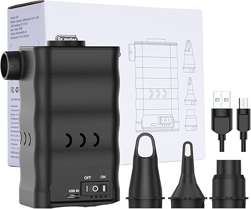 Miniatura 8 de Bomba de colchón de aire, bomba de aire portátil recargable de 6000 mAh, inflador de aire eléctrico de llenado rápido para acampar al aire libre,