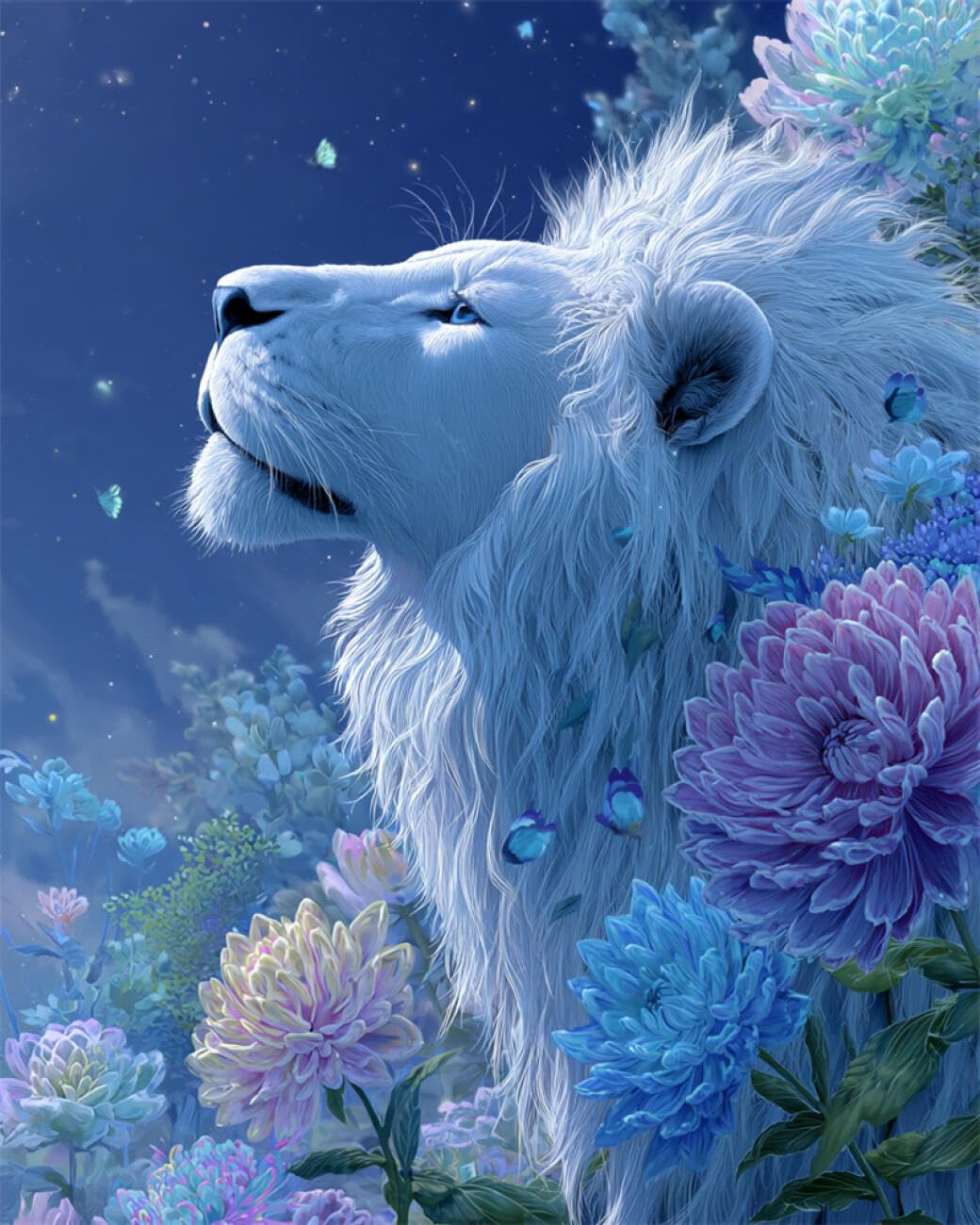 RKFLGEW DIY Bead Embroidery Kit Anime Lion 40x50cm
