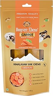 Dogsee Himalaya-Yak-Käse-Zahnpflege-Kausnacks mit Karottengeschmack für Hunde – 140 g (mittelgroß – 2 Kausnacks) | Für eine bessere Darmgesundheit | Ohne Getreide, ohne Gluten product image
