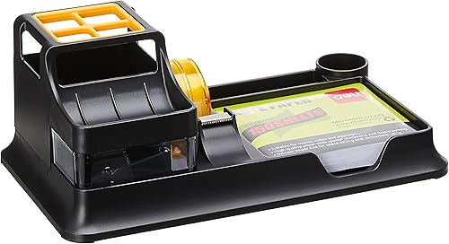 Miniatura 4 de deli Suministros de oficina negros para escritorio, 17 organizadores de escritorio y accesorios con 4 bolígrafos, dispensador de cinta, grapadora,