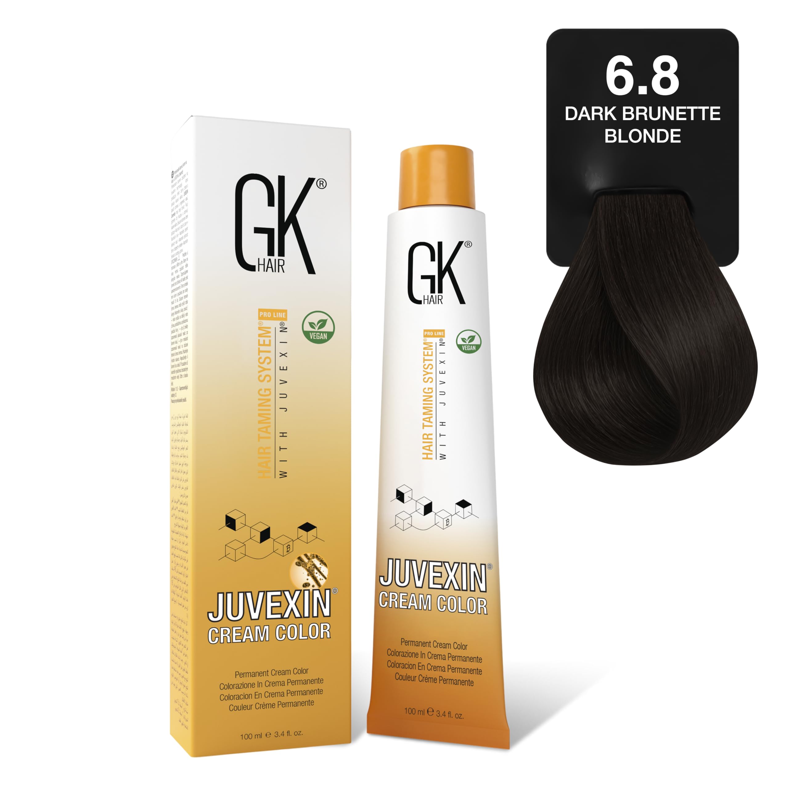 GK Hair Dark Brunette Blonde 6.8 Hair Color 100ml | Haarfarbe Creme zur individuellen Farbgestaltung mit cremiger Textur und einfacher Anwendung