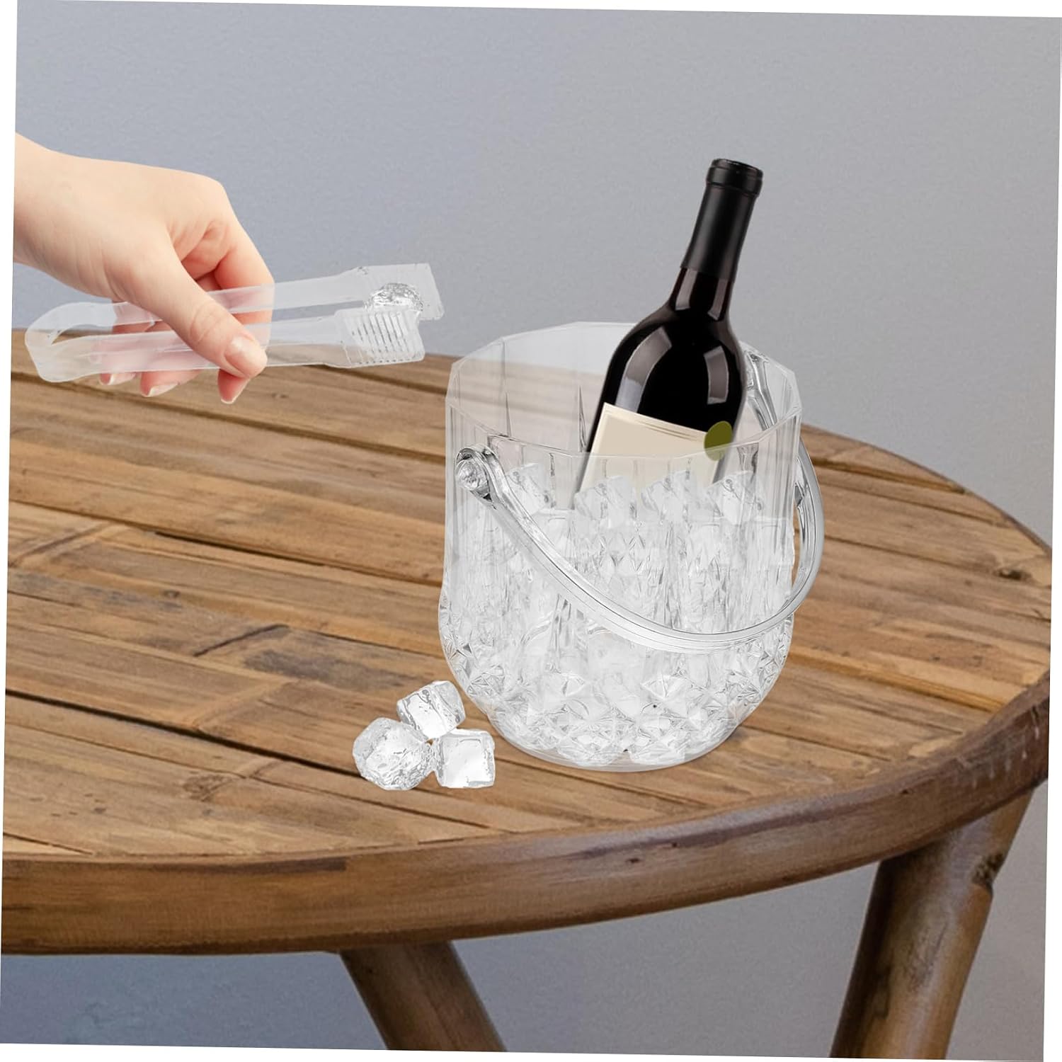 COLLBATH Elegant Ice Bucket and Clip Set Multi-functional Storage Barrel for Ice and Bottles for Parties