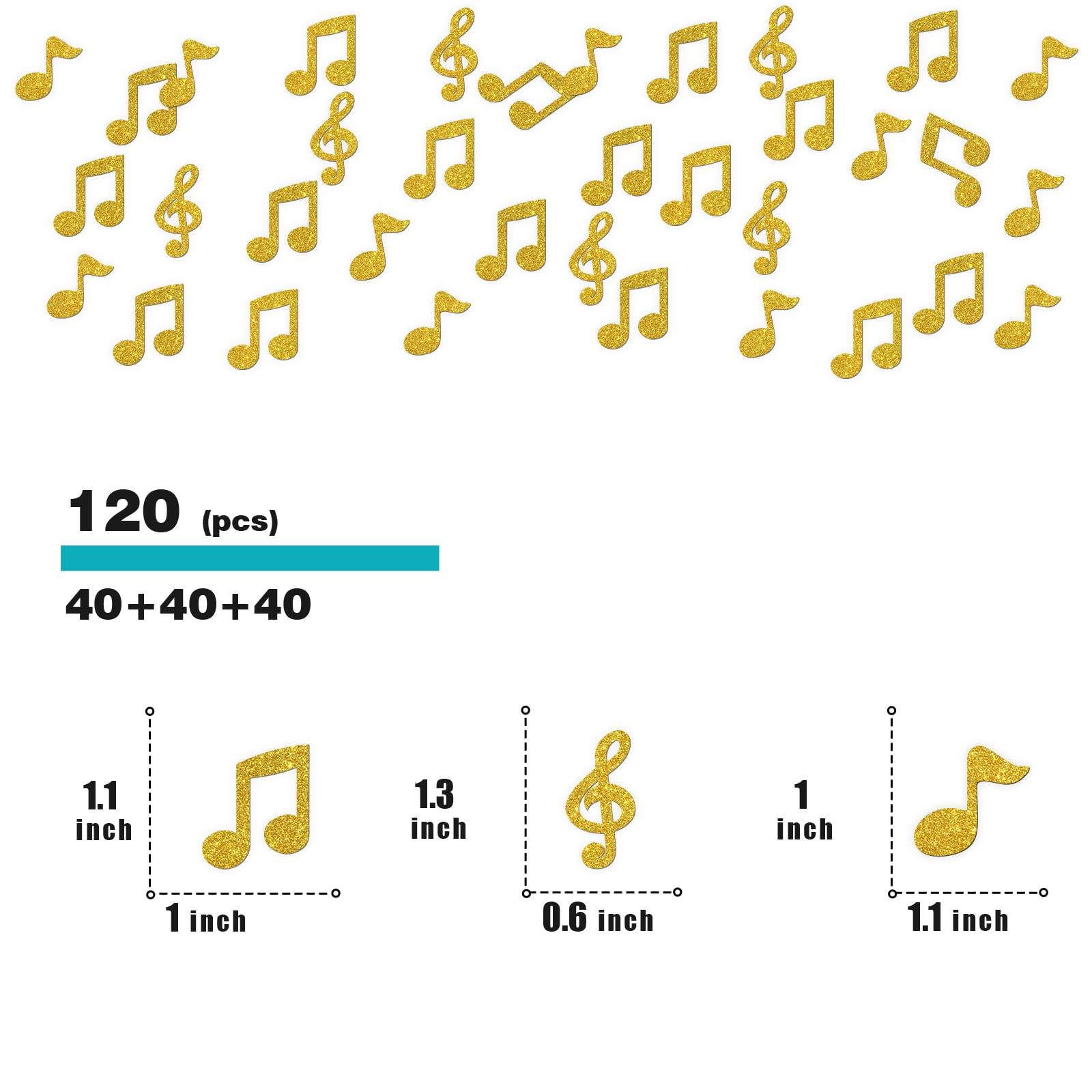 Ambishi 120pcs Musical Note Confetti, Gold Glitter Note Cutouts Confetti, Musical Party Music Theme Birthday Anniversary Engagement Baby Shower Wedding Karaoke Party Table Decoration Scatters