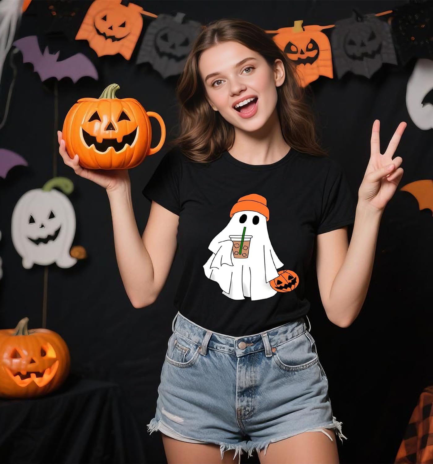 Halloween Shirts for Women Funny Graphic Print Fall T Shirt - Image 3