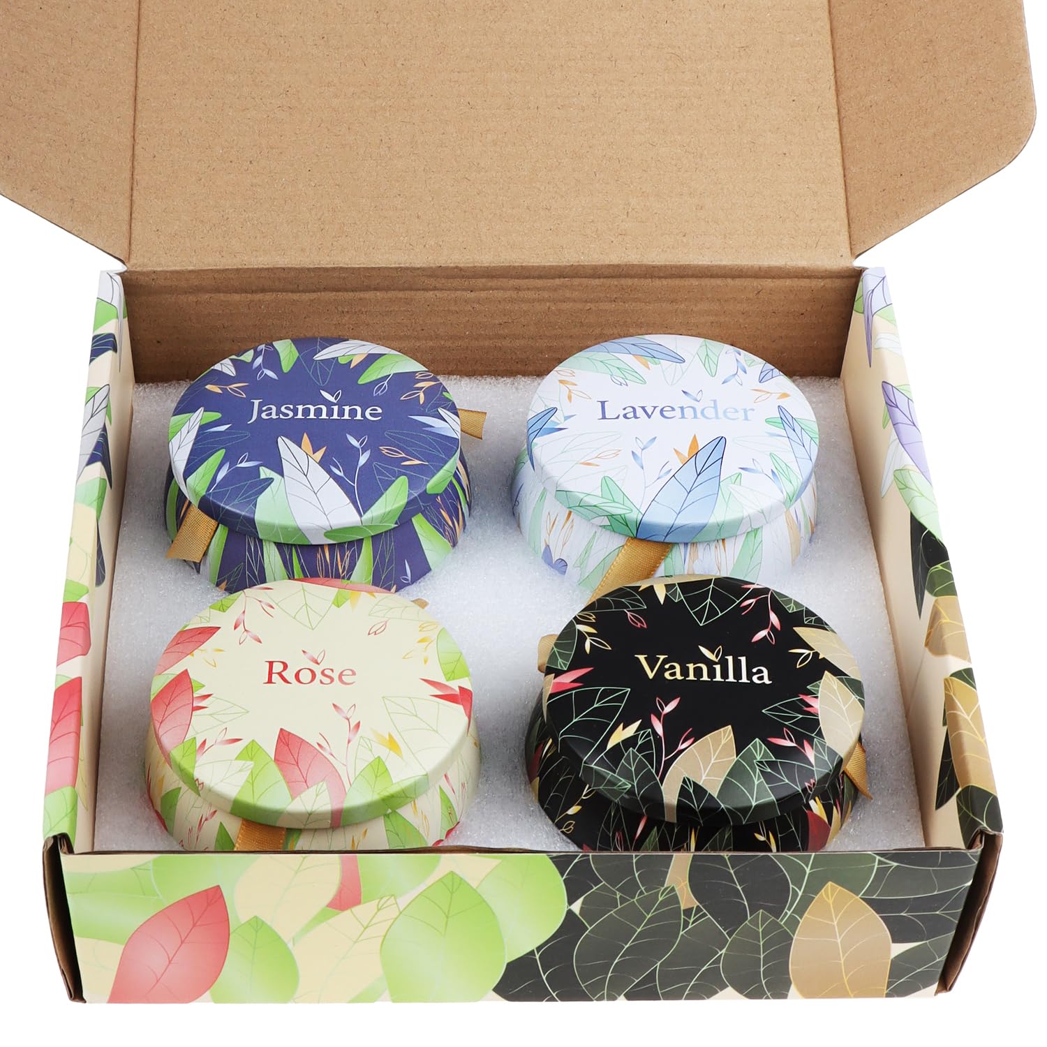 com-four® 4X Geschenk-Box mit insgesamt 16 Duftkerzen - 4 Kerzen je Set für Frauen und Männer - Geschenk für Geburtstag und Muttertag - Kerzen für Aromatherapie, Entspannung