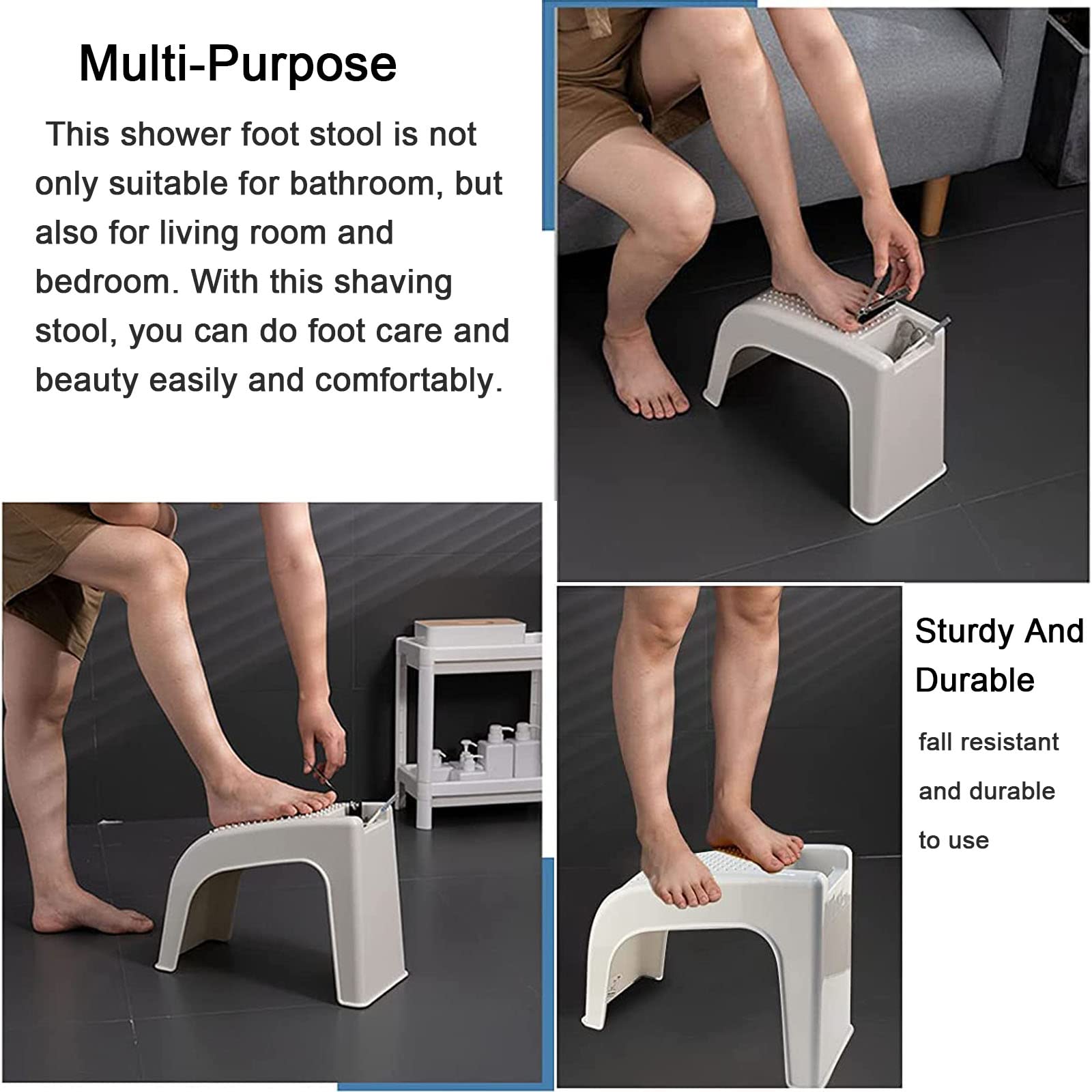 Repose-Pieds De Douche Sans Perçage à Ventouse Ultra-Sécurisé - Idéal Rasage Jambes & Pédicure, Charge 145kg