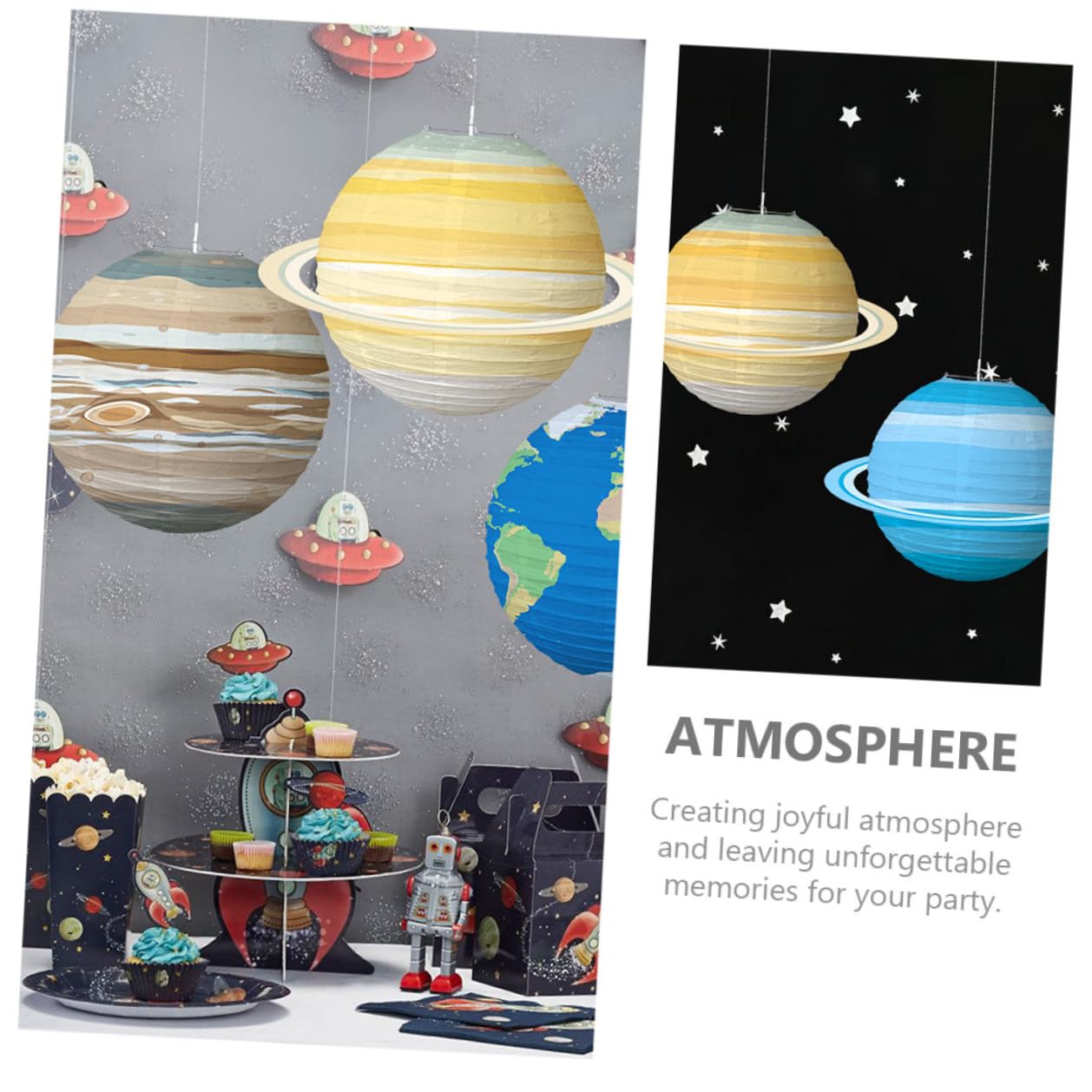 GLEAVI 8 Stück Weltraum Party Deko Hängende Planeten Papierlaternen in Braun Rot Blau Gold Raum Laternen für Kindergeburtstag Klassenzimmer Weltraum Themenparty