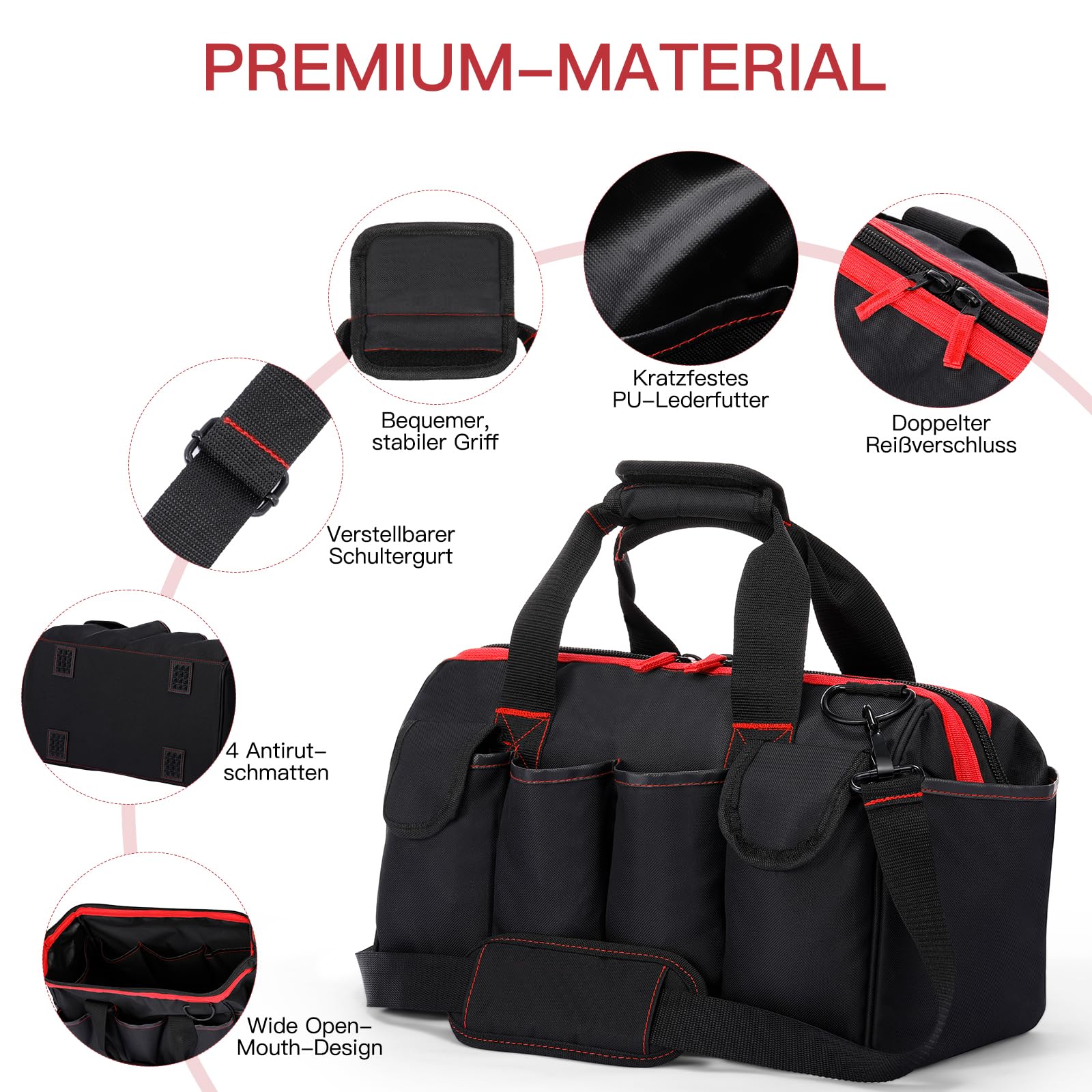 Werkzeugtasche Mit Schultergurt - Wasserdichtes Segeltuch, Mehrere Taschen Für Werkzeug-Organisation