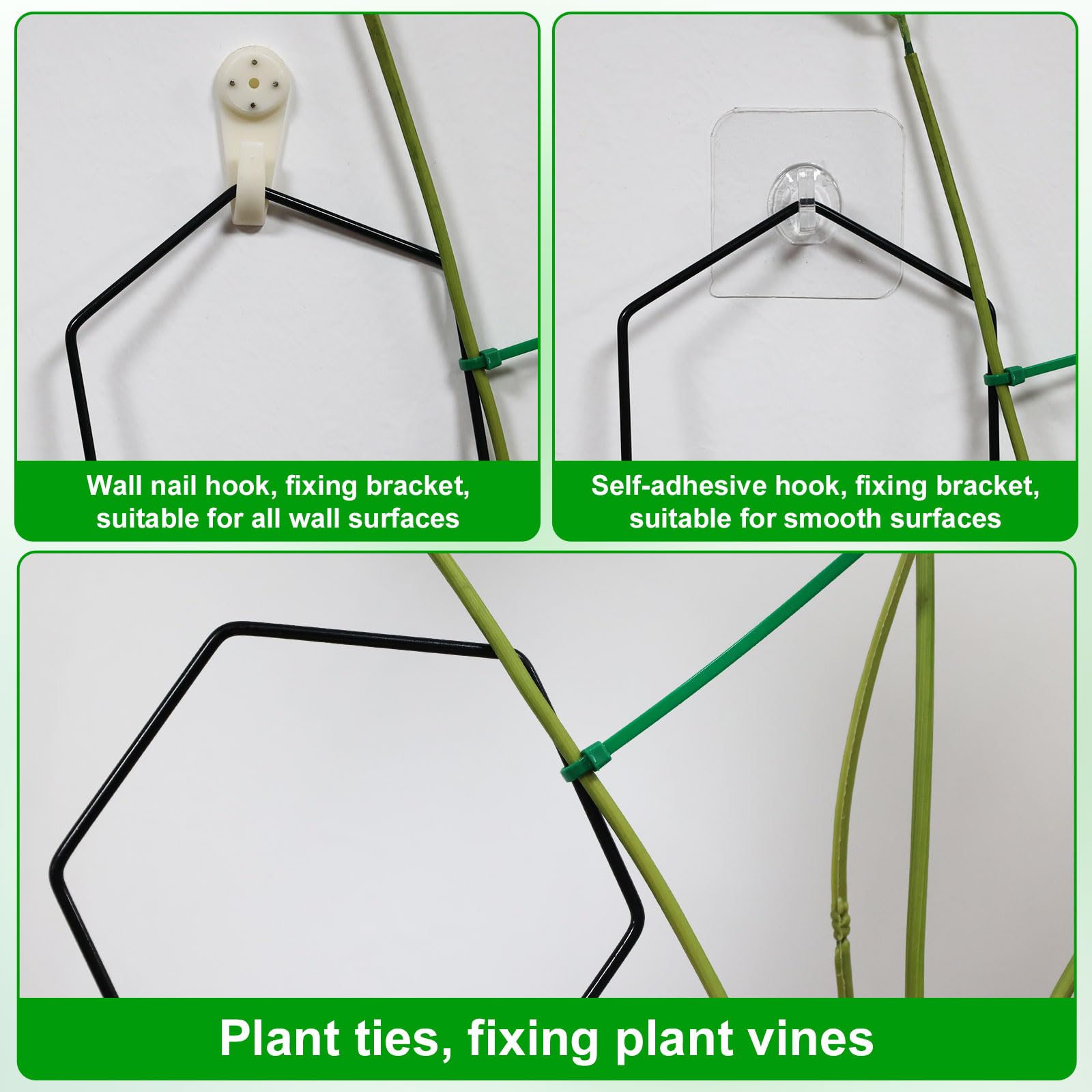 18-tlg. Kettenspalier Set • Sechseckige Ringe • Gold • Für Kletterpflanzen • Innen & Außen