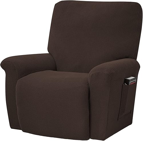 Miniatura 10 de MIFXIN Funda reclinable elástica para silla reclinable, 4 piezas, funda elástica suave para sofá reclinable de 1 asiento, antideslizante, lavable,
