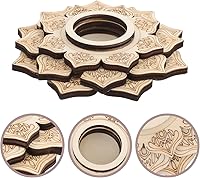 Vista 4 de Angoily Soporte decorativo de bola de cristal de loto, soporte de esfera de cristal de madera, tablero de rejilla de madera para bola de cristal