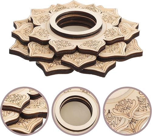 Miniatura 4 de Angoily Soporte decorativo de bola de cristal de loto, soporte de esfera de cristal de madera, tablero de rejilla de madera para bola de cristal,